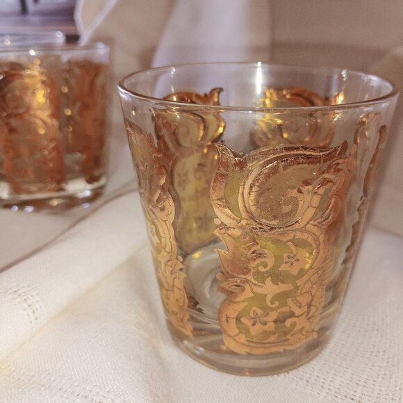 Goldie Rocks! Classy Vintage Rocks Glasses Gives Your Night Some Shine! Set of 4 - Picture 1 of 2